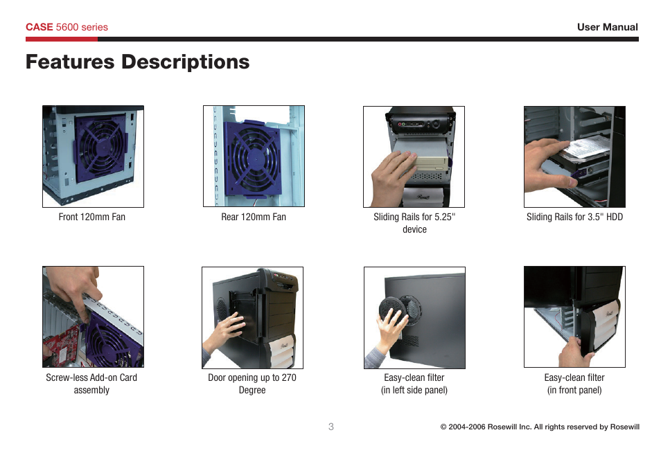 Features descriptions | Rosewill 5600 User Manual | Page 4 / 20