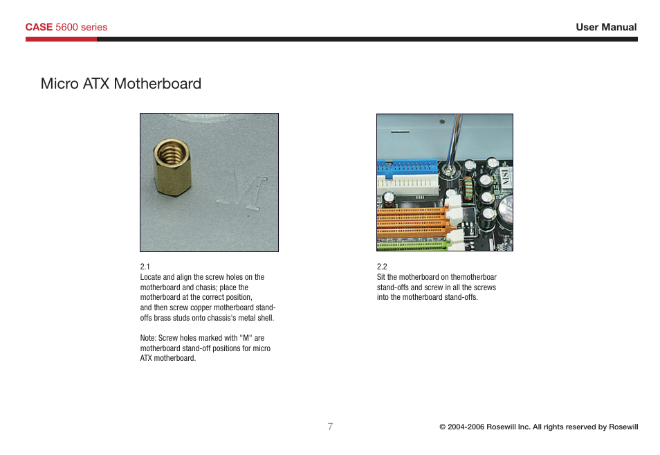 Micro atx motherboard | Rosewill 5600 User Manual | Page 8 / 20