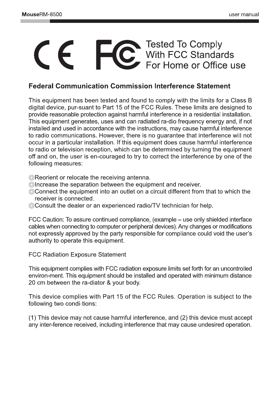 Usermanual-rm8500-combine-fcc | Rosewill RM-8500 User Manual | Page 28 / 29