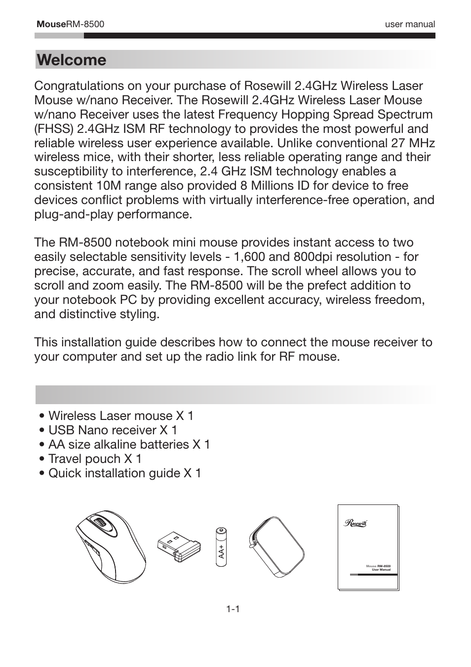 Usermanual-rm8500-combine-1-1, Welcome | Rosewill RM-8500 User Manual | Page 3 / 29