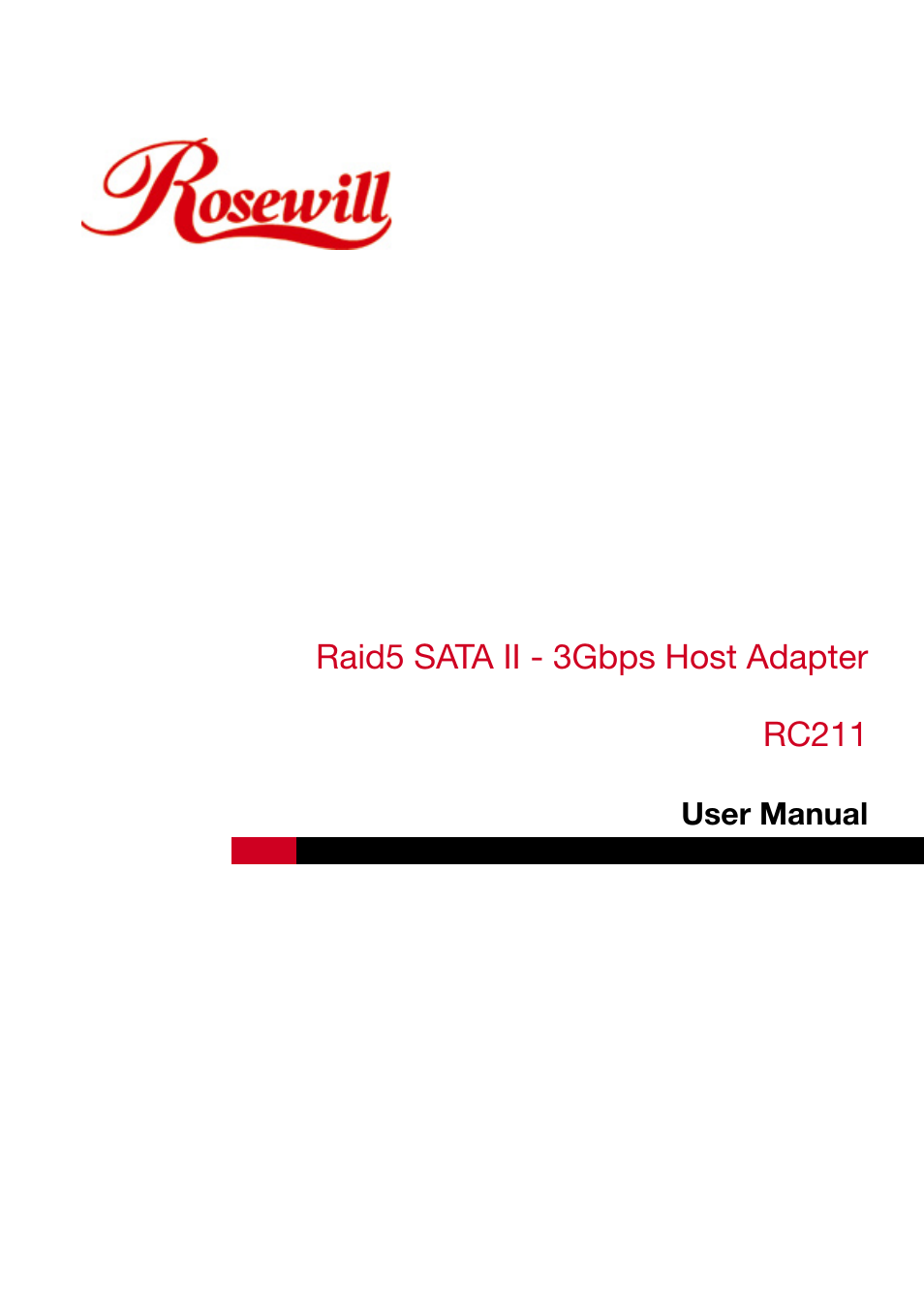 Rosewill RAID5 SATA II - 3GBPS HOST ADAPTER RC211 User Manual | 10 pages