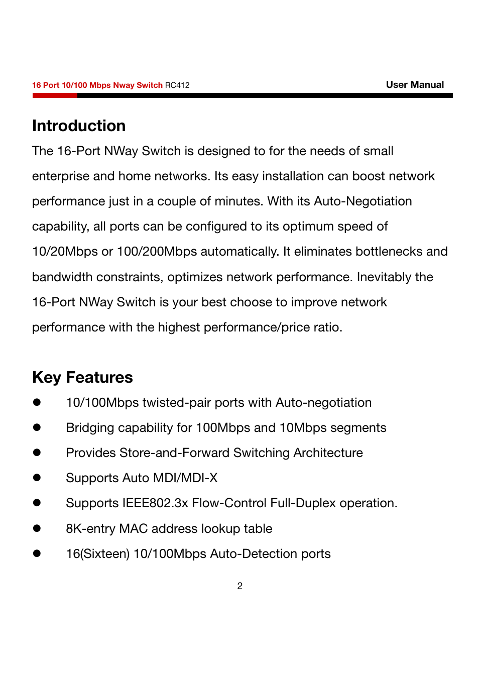 Introduction, Key features | Rosewill RC412 User Manual | Page 2 / 6