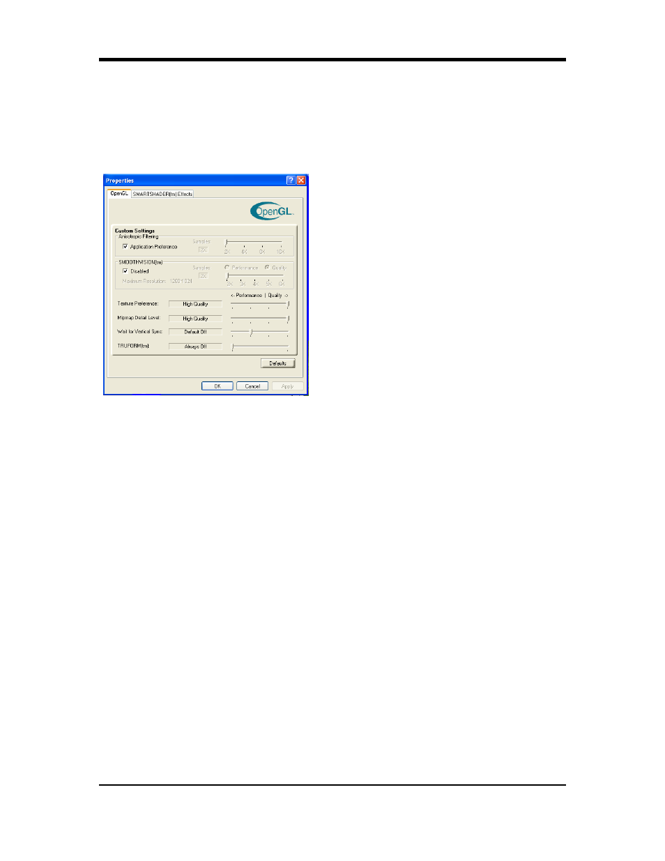 Opengl, Control panel | Rosewill G03-ATI9000 User Manual | Page 22 / 33