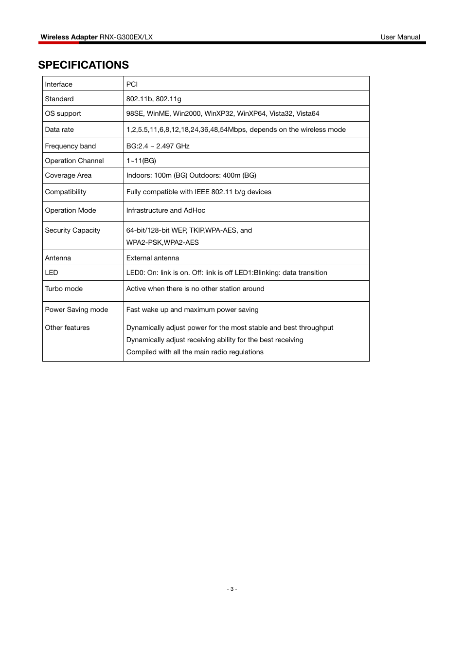 Specifications | Rosewill RNX-G300EXLX User Manual | Page 4 / 111