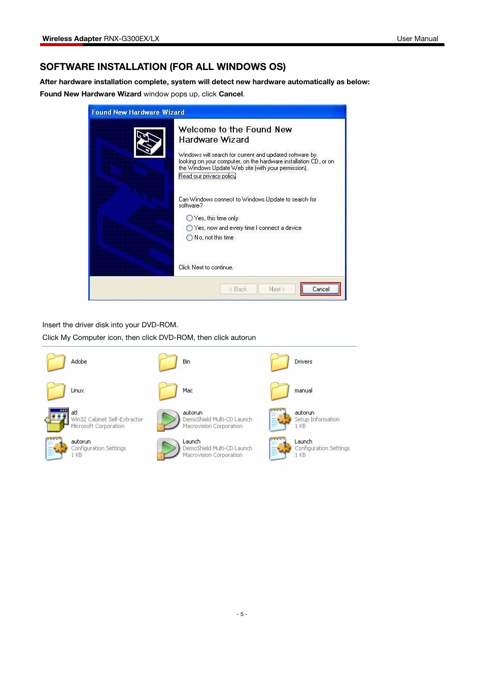Software installation (for all windows os) | Rosewill RNX-G300EXLX User Manual | Page 6 / 111