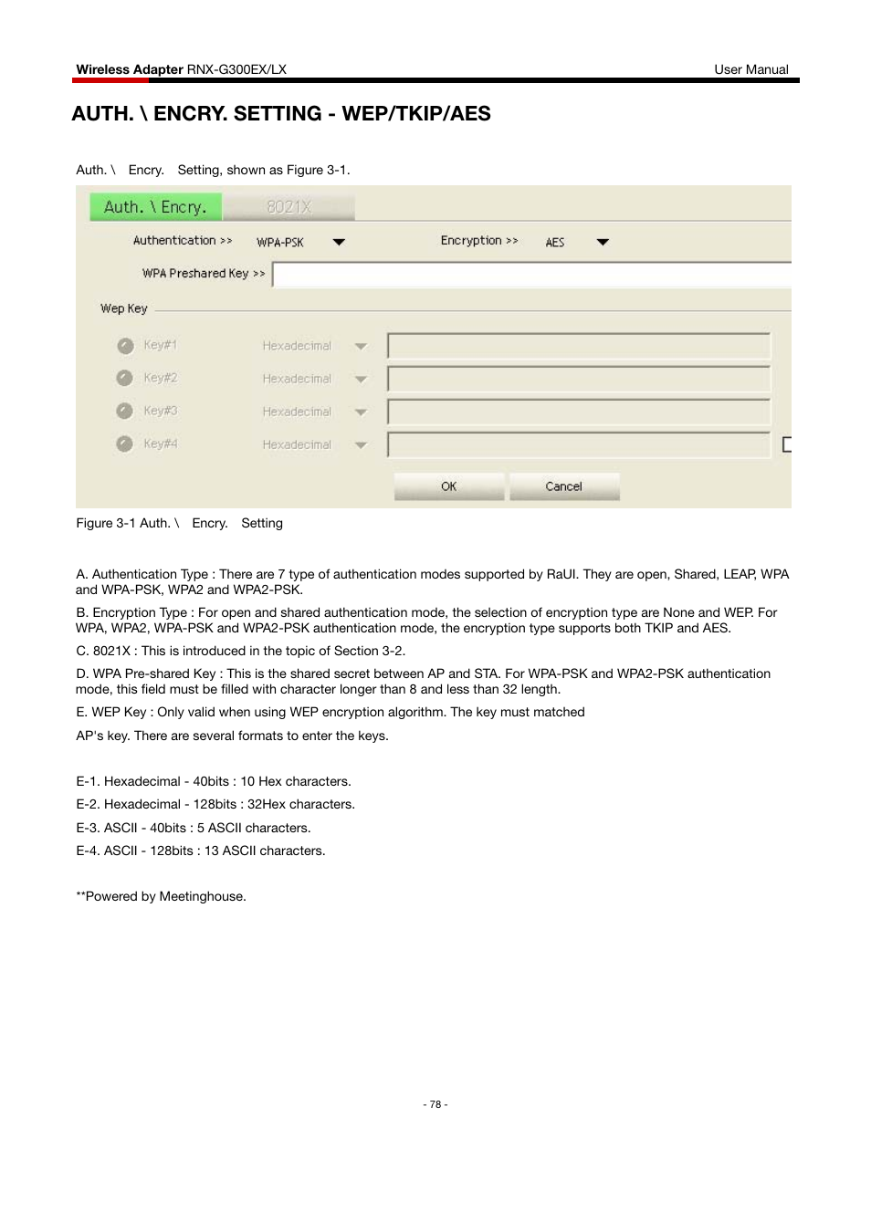Auth. \ encry. setting - wep/tkip/aes | Rosewill RNX-G300EXLX User Manual | Page 79 / 111
