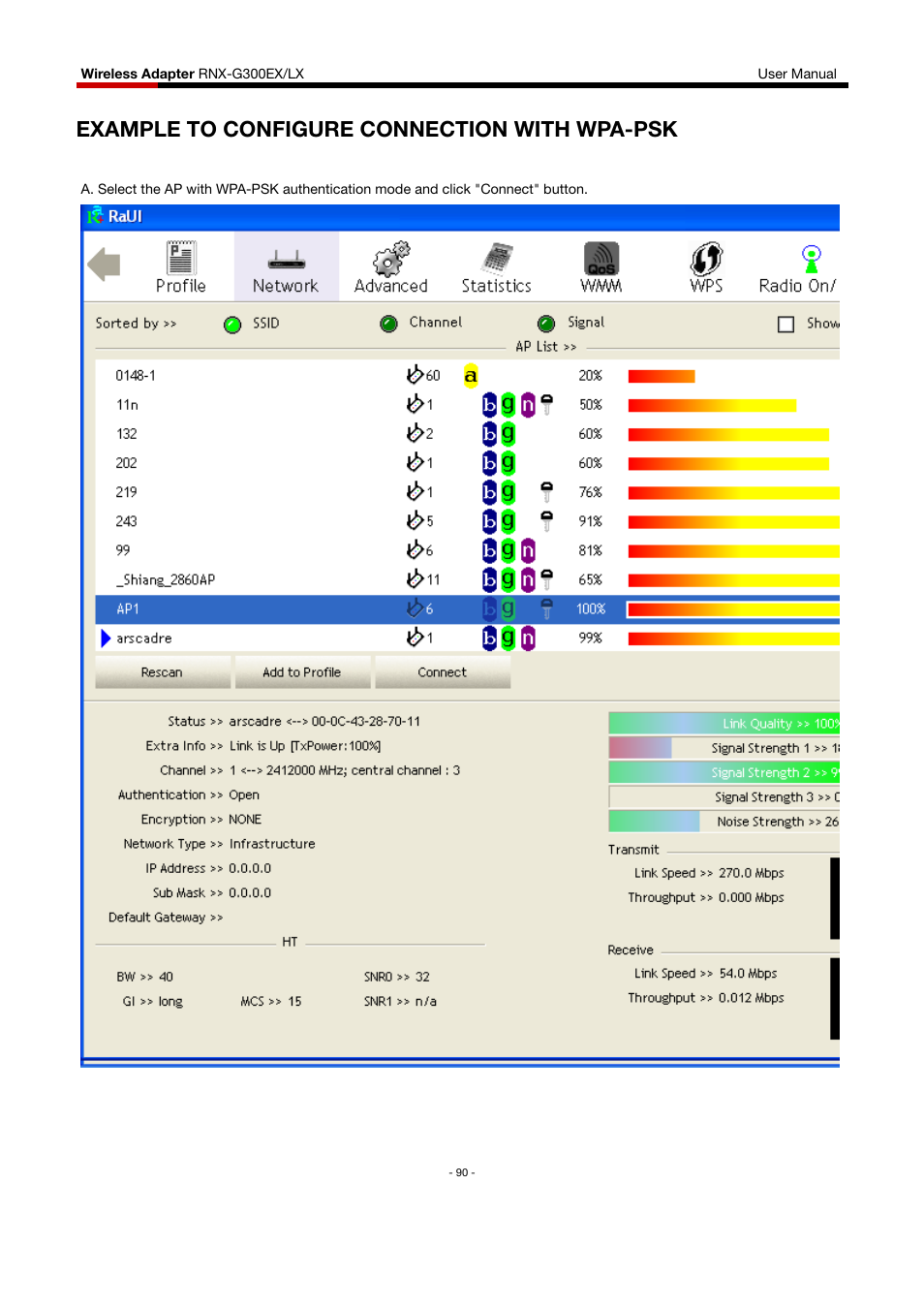 Example to configure connection with wpa-psk | Rosewill RNX-G300EXLX User Manual | Page 91 / 111