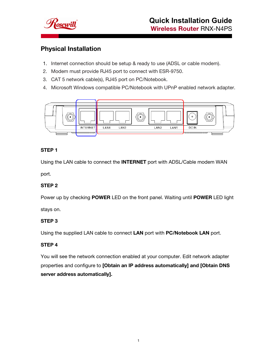Quick installation guide | Rosewill RNX-N4PS User Manual | Page 2 / 6