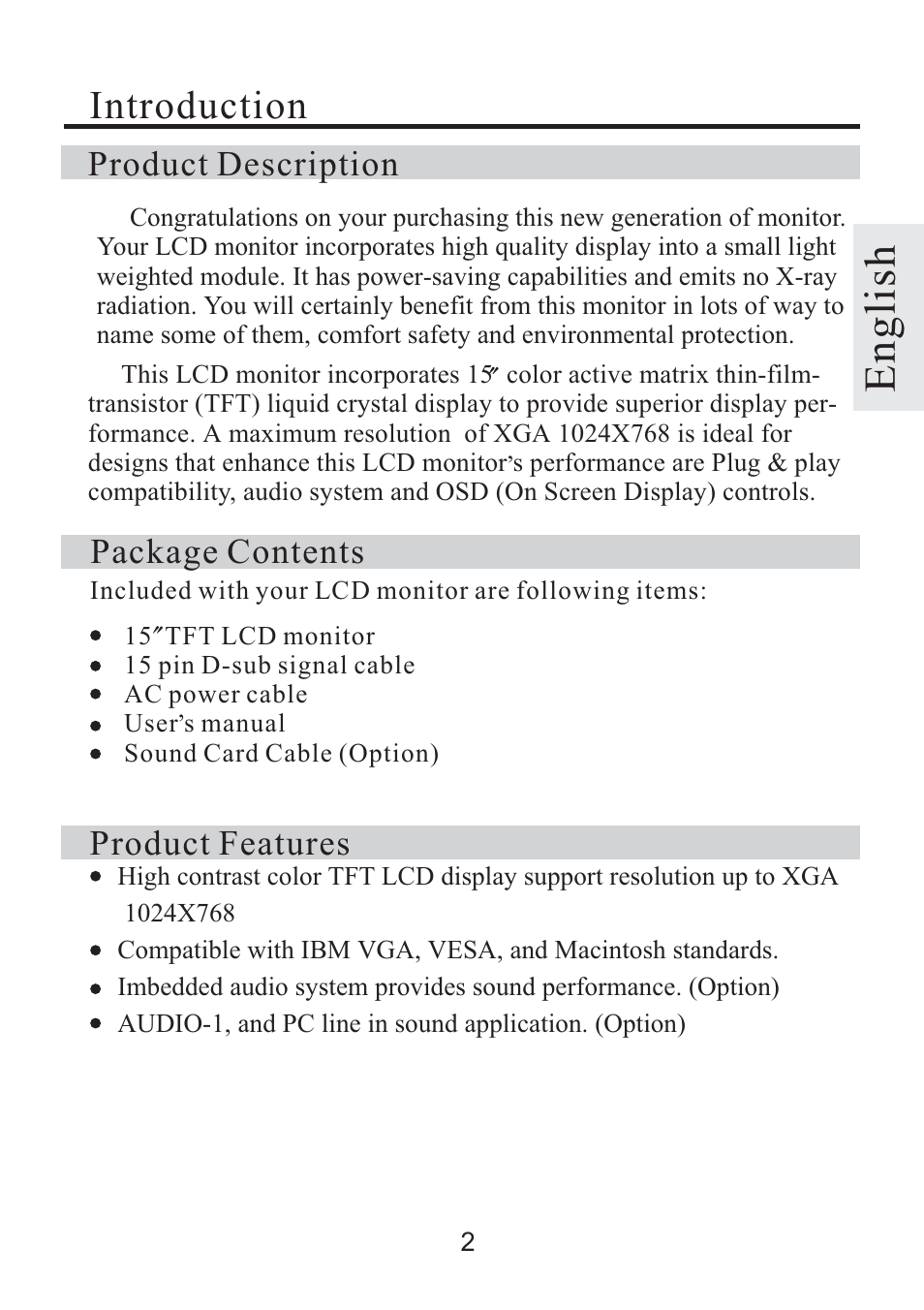 English, Introduction, Product description | Package contents, Product features | Rosewill R500N User Manual | Page 3 / 15