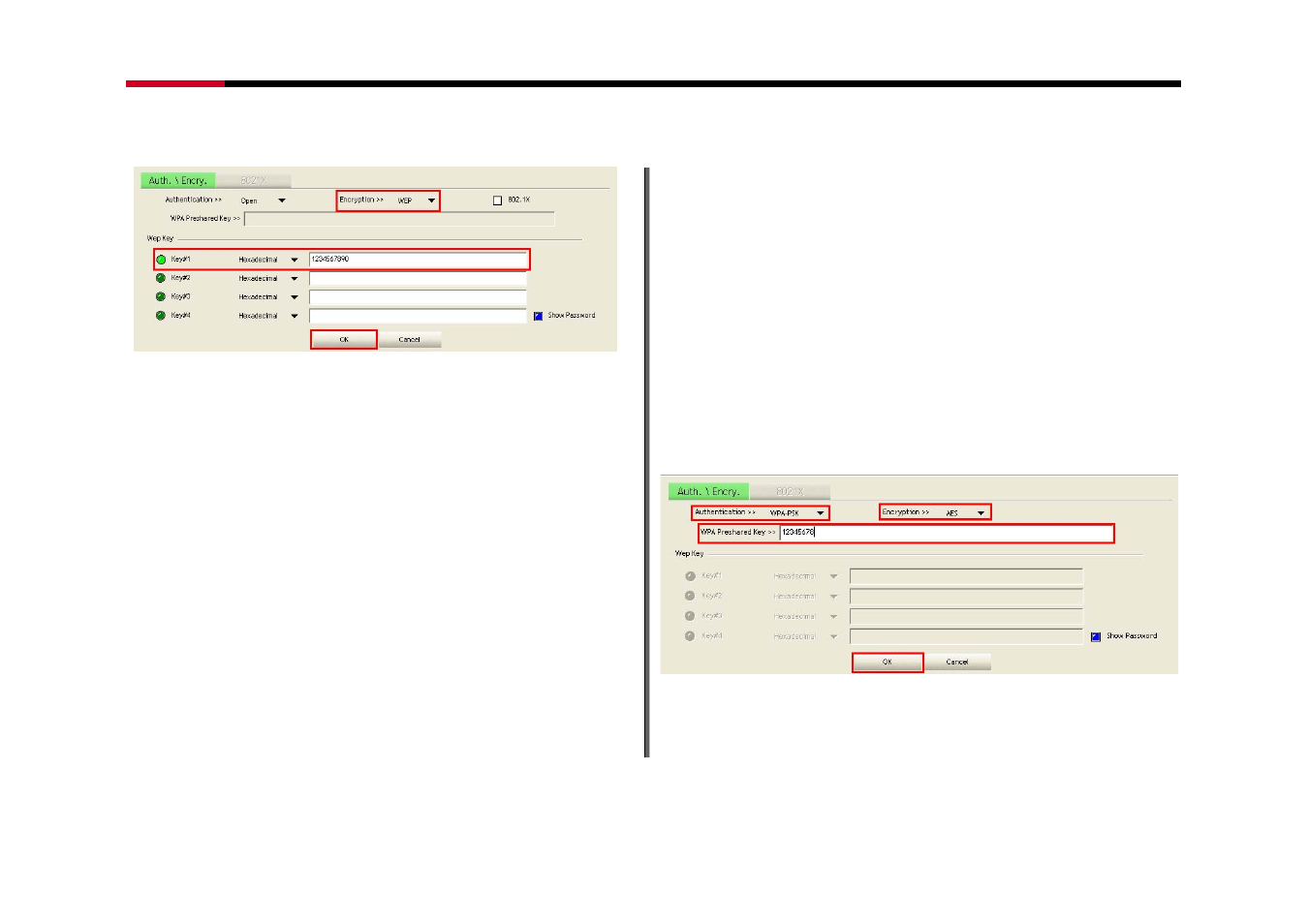 2 example to configure connection with wpa-psk, Example to configure connection with wpa-psk | Rosewill RNX-N250PC User Manual | Page 43 / 46