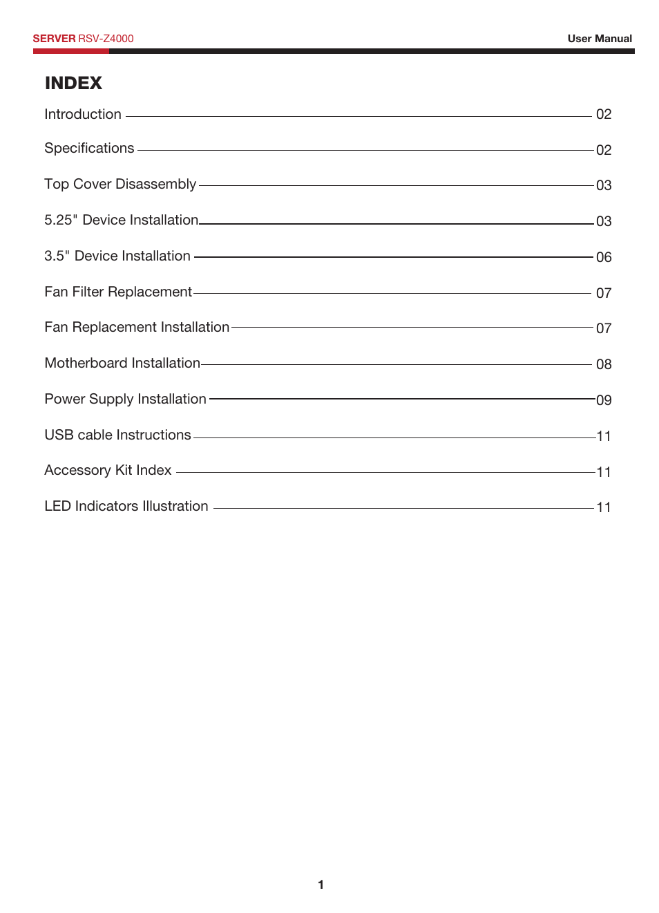 Index | Rosewill RSV-Z4000 User Manual | Page 2 / 13