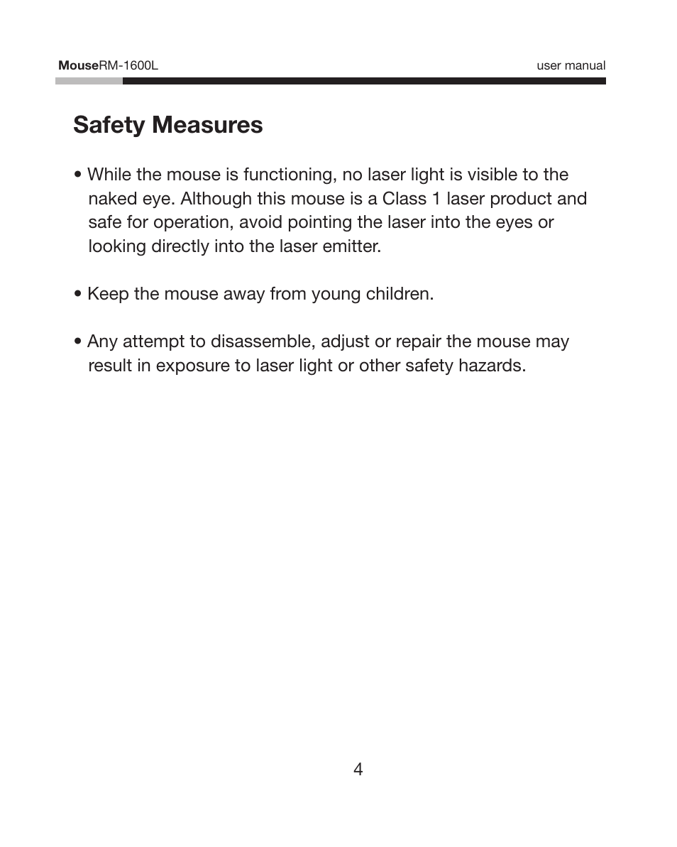 Safety measures | Rosewill RM-1600L User Manual | Page 5 / 8