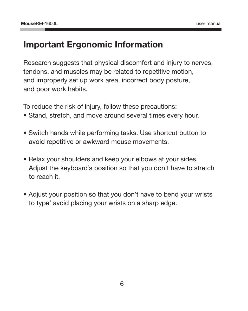 Important ergonomic information | Rosewill RM-1600L User Manual | Page 7 / 8