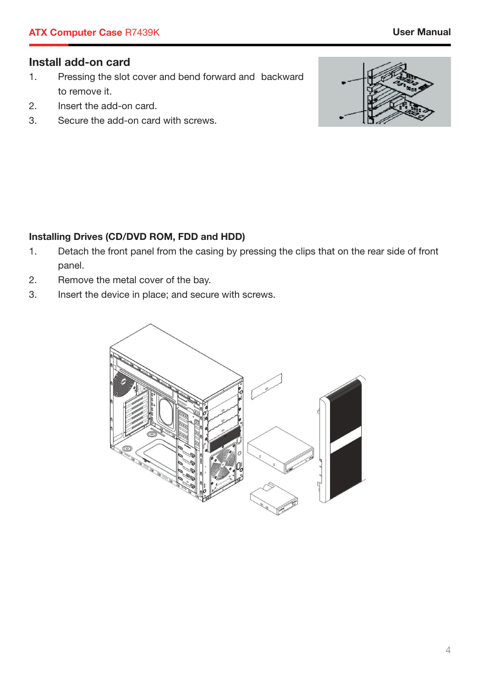Rosewill ATX COMPUTER CASE R7439K User Manual | Page 5 / 8