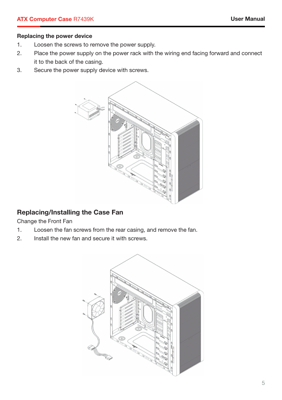 Rosewill ATX COMPUTER CASE R7439K User Manual | Page 6 / 8