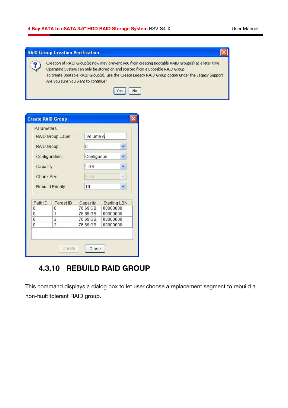 10 rebuild raid group | Rosewill HDD RAID RSV-S4-X User Manual | Page 102 / 111