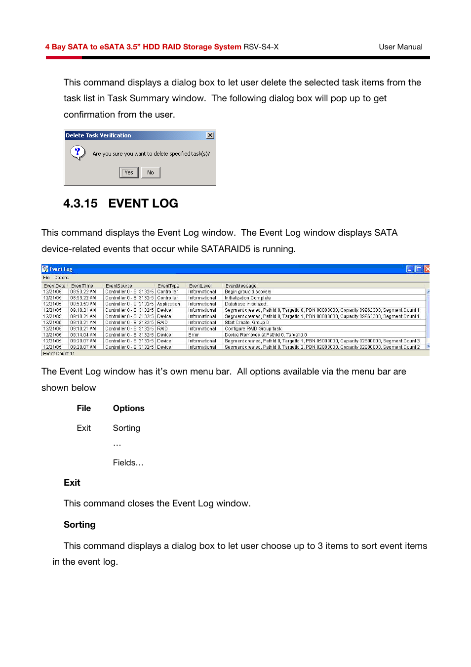 15 event log | Rosewill HDD RAID RSV-S4-X User Manual | Page 108 / 111