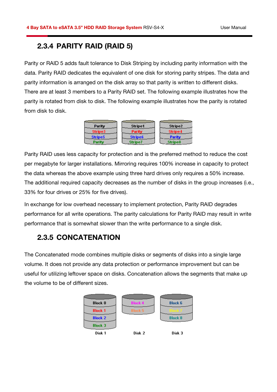 4 parity raid (raid 5), 5 concatenation | Rosewill HDD RAID RSV-S4-X User Manual | Page 13 / 111