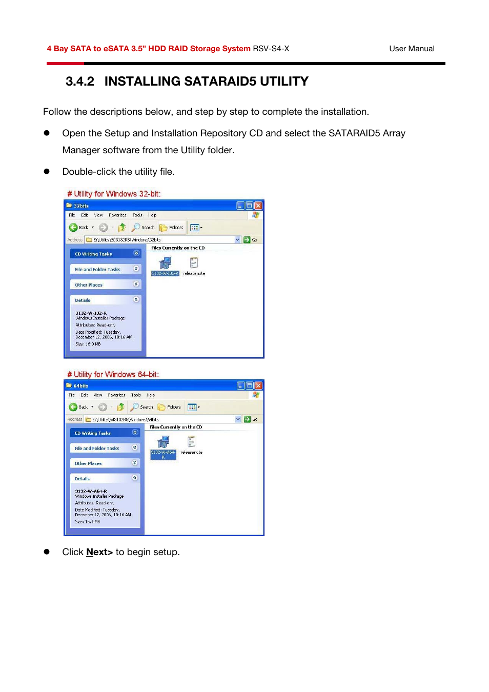 2 installing sataraid5 utility | Rosewill HDD RAID RSV-S4-X User Manual | Page 35 / 111