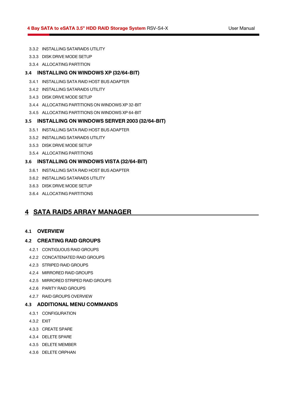 Sata raid5 array manager | Rosewill HDD RAID RSV-S4-X User Manual | Page 4 / 111