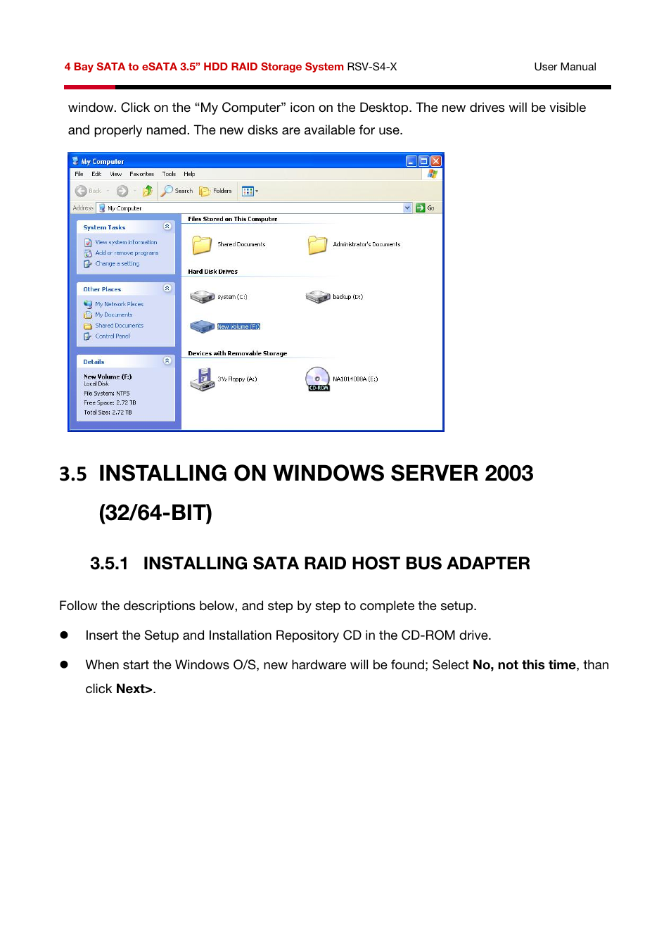 1 installing sata raid host bus adapter | Rosewill HDD RAID RSV-S4-X User Manual | Page 55 / 111