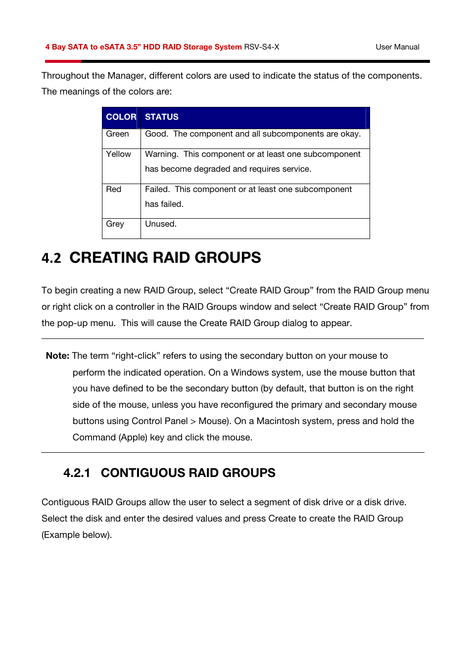 2 creating raid groups, 1 contiguous raid groups | Rosewill HDD RAID RSV-S4-X User Manual | Page 85 / 111