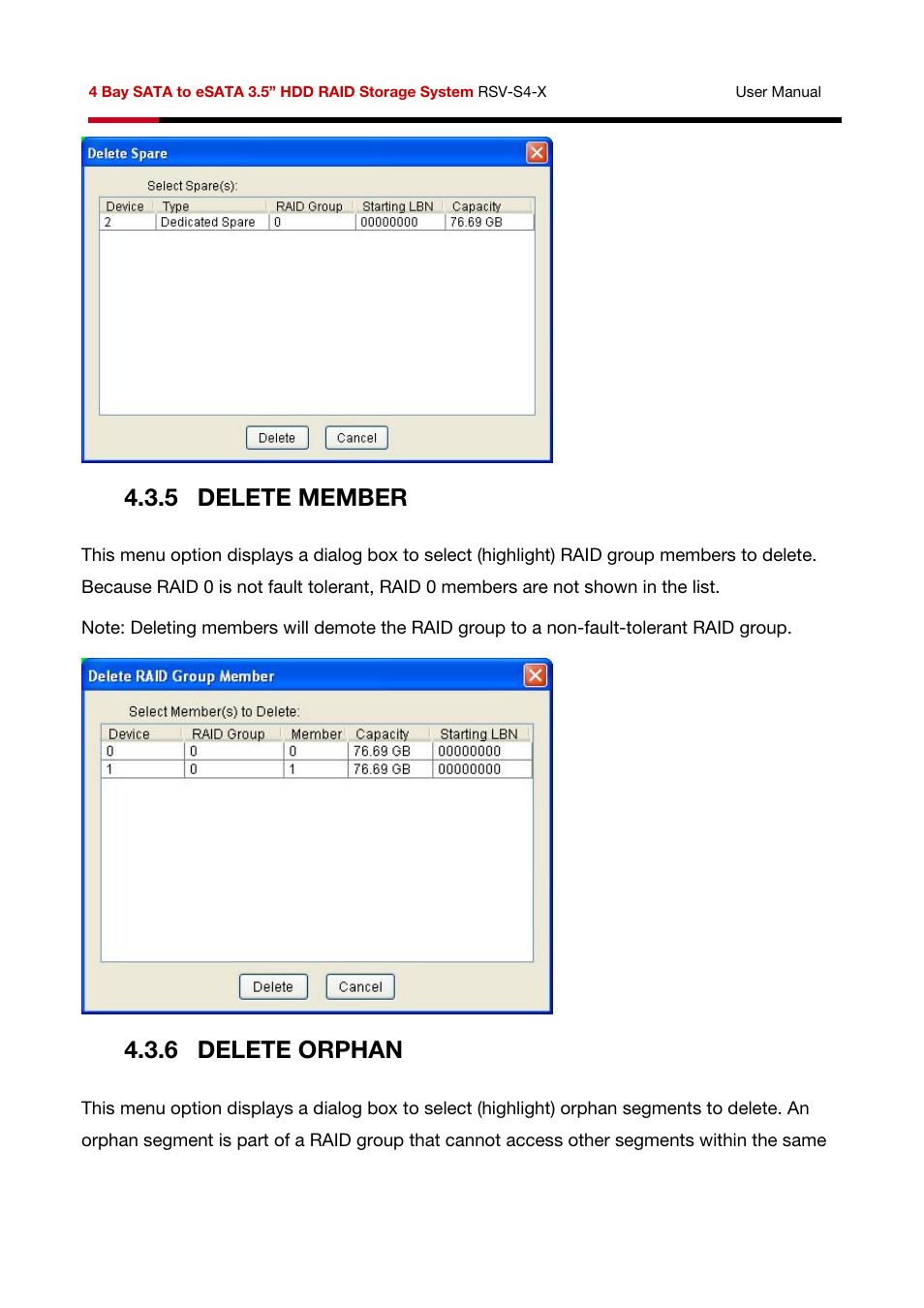 5 delete member, 6 delete orphan | Rosewill HDD RAID RSV-S4-X User Manual | Page 99 / 111