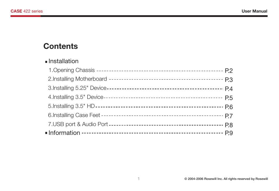 Rosewill Computer Case 422 User Manual | Page 2 / 12
