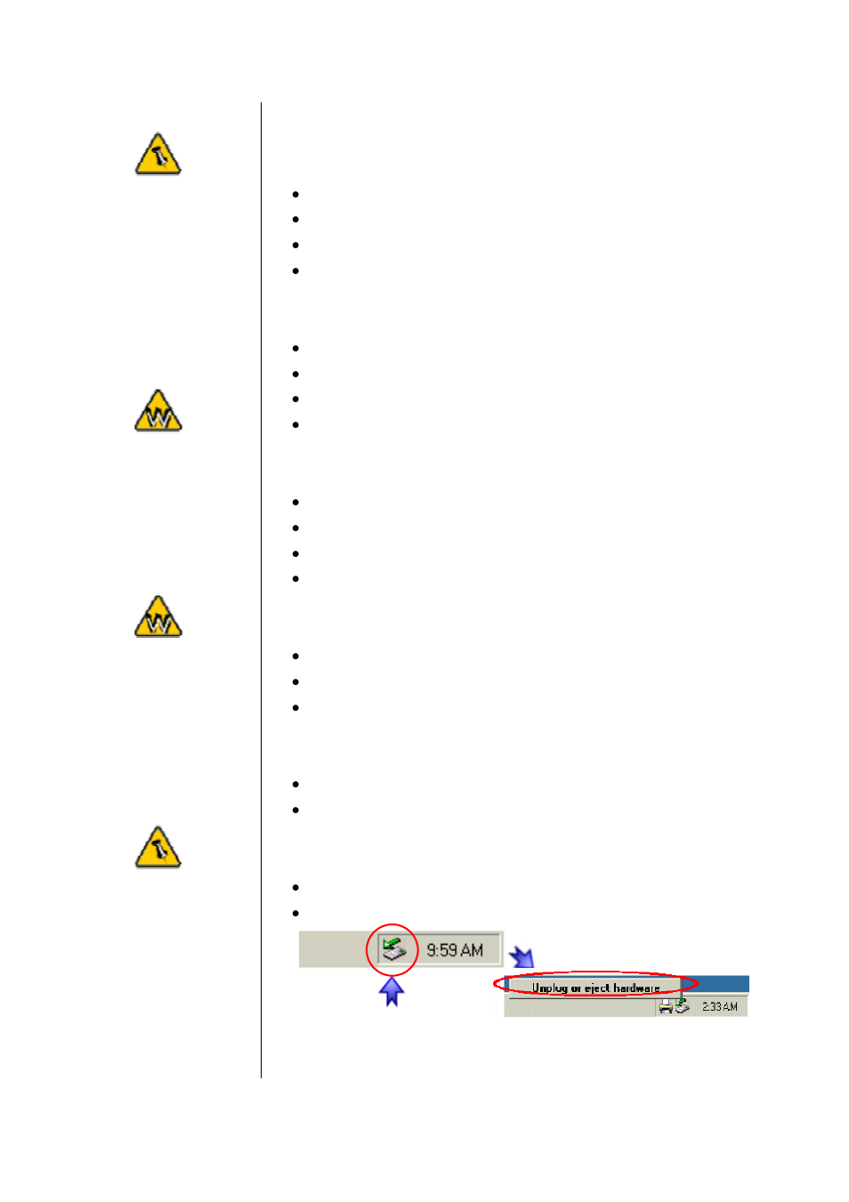 Installation on a pc (microsoft windows), Win2000 or winxp with usb or firewire, Win2000 or winxp with serial ata | Win98se with a firewire connection, Win98/se with a usb connection, Unplug procedure, Ation on a, Indows, Th a, Irewire connection | Rosewill RX30 User Manual | Page 9 / 14