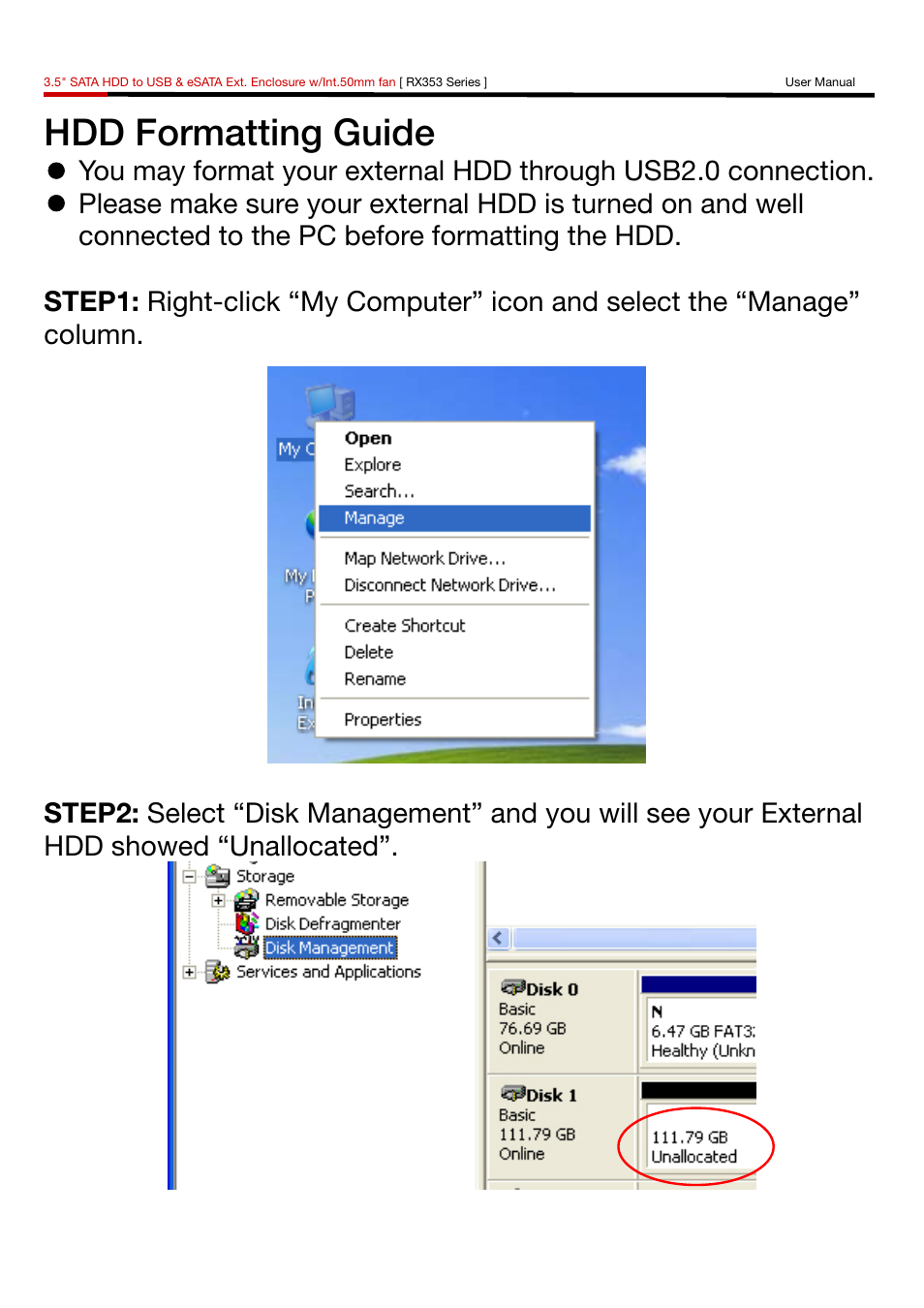 Hdd formatting guide | Rosewill RX353 User Manual | Page 7 / 10