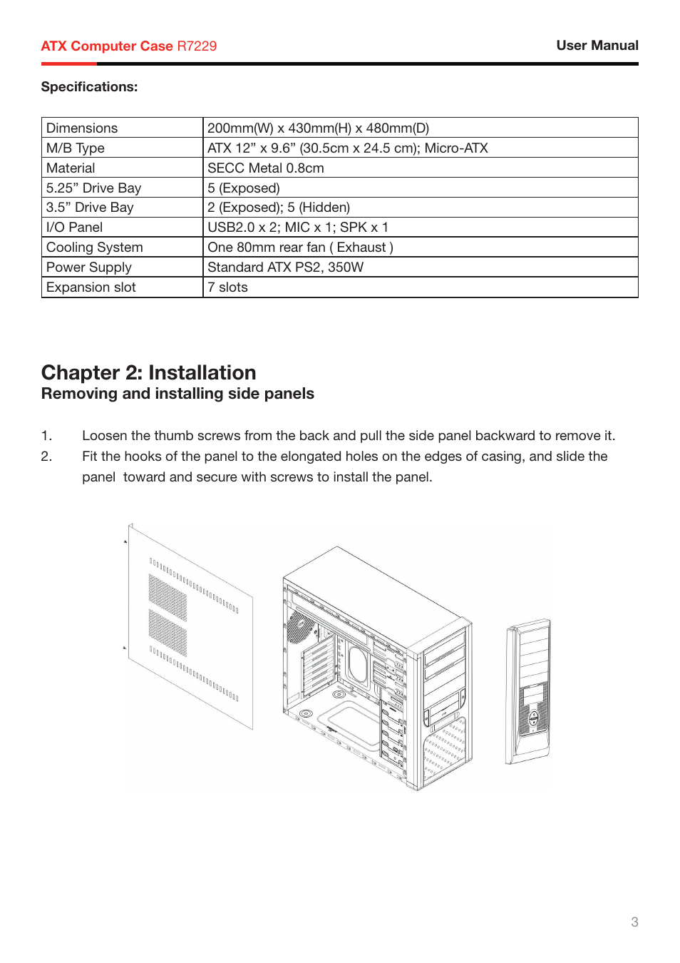 Chapter 2: installation | Rosewill R7229 User Manual | Page 4 / 8