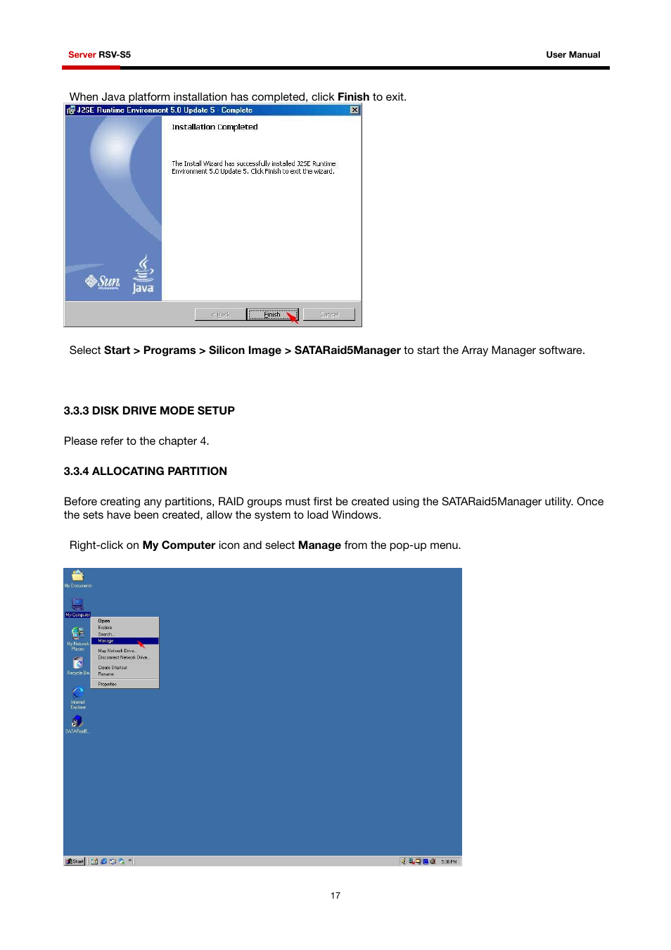 3 disk drive mode setup 3.3.4 allocating partition | Rosewill RSV-S5 User Manual | Page 18 / 83