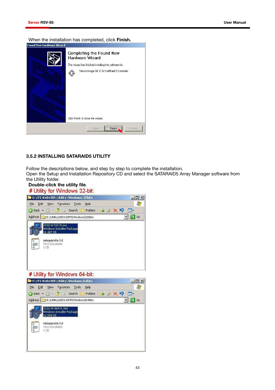 2 installing sataraid5 utility | Rosewill RSV-S5 User Manual | Page 44 / 83