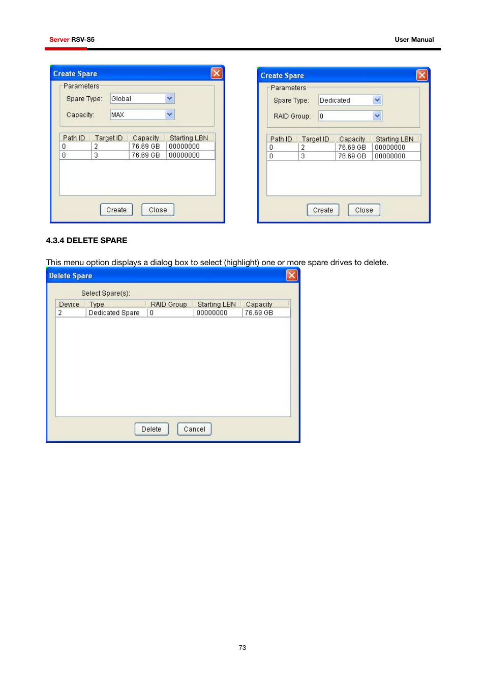 4 delete spare | Rosewill RSV-S5 User Manual | Page 74 / 83