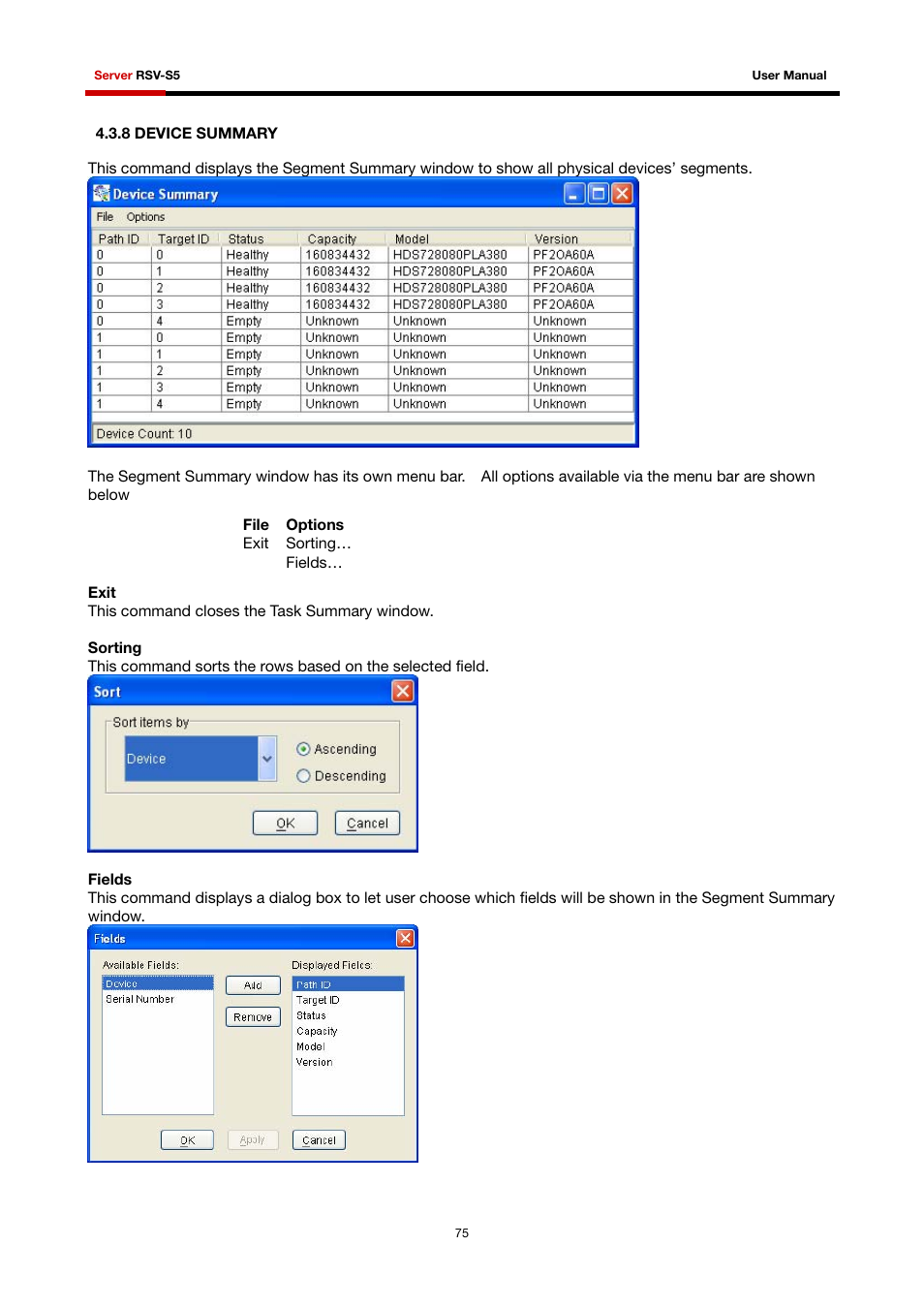 8 device summary | Rosewill RSV-S5 User Manual | Page 76 / 83
