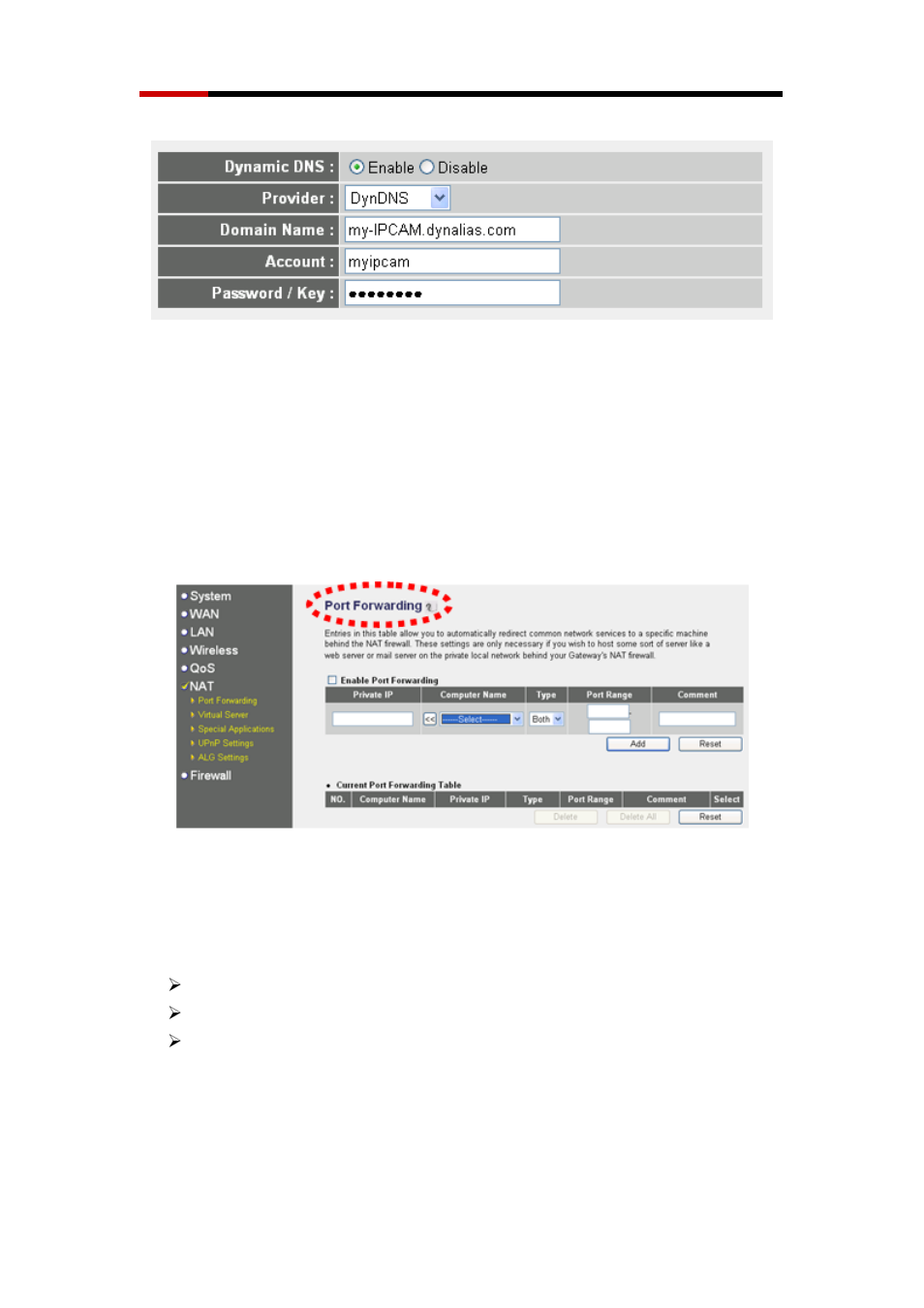 2 open ports required by ip cam | Rosewill WIRED INTERNET CAMERA RXS-3211 User Manual | Page 84 / 86