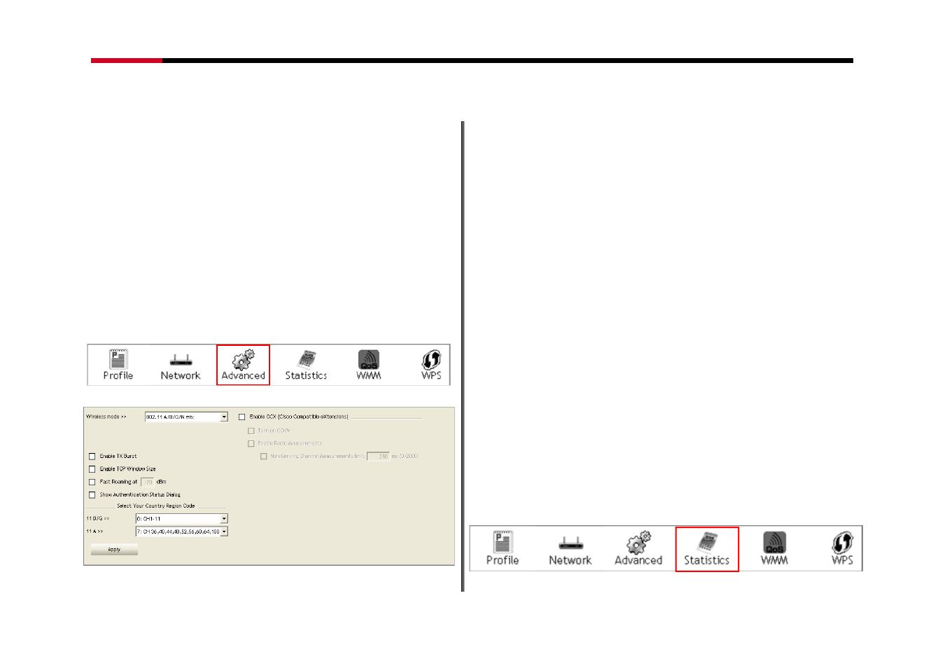 3 advance, 4 statistics, Advance | Statistics | Rosewill RNX-N150PC User Manual | Page 27 / 46