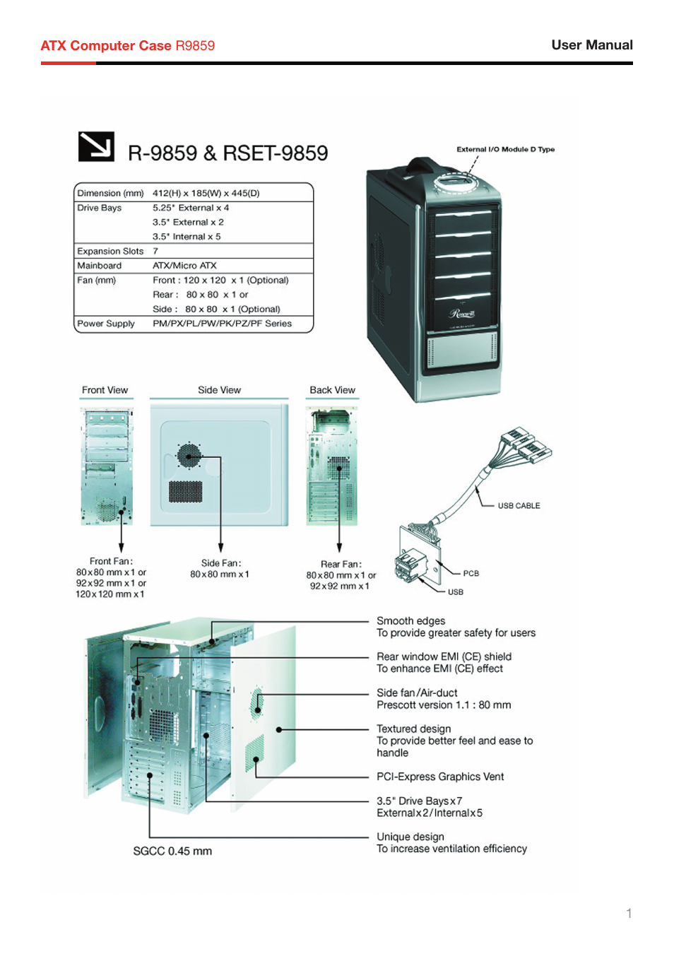 Rosewill ATX Computer Case R9859 User Manual | Page 2 / 3