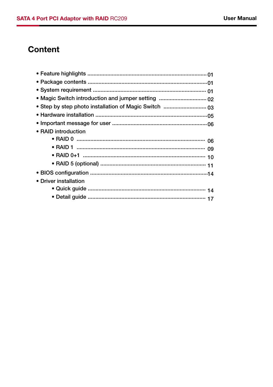 Content | Rosewill RC-209 User Manual | Page 2 / 23