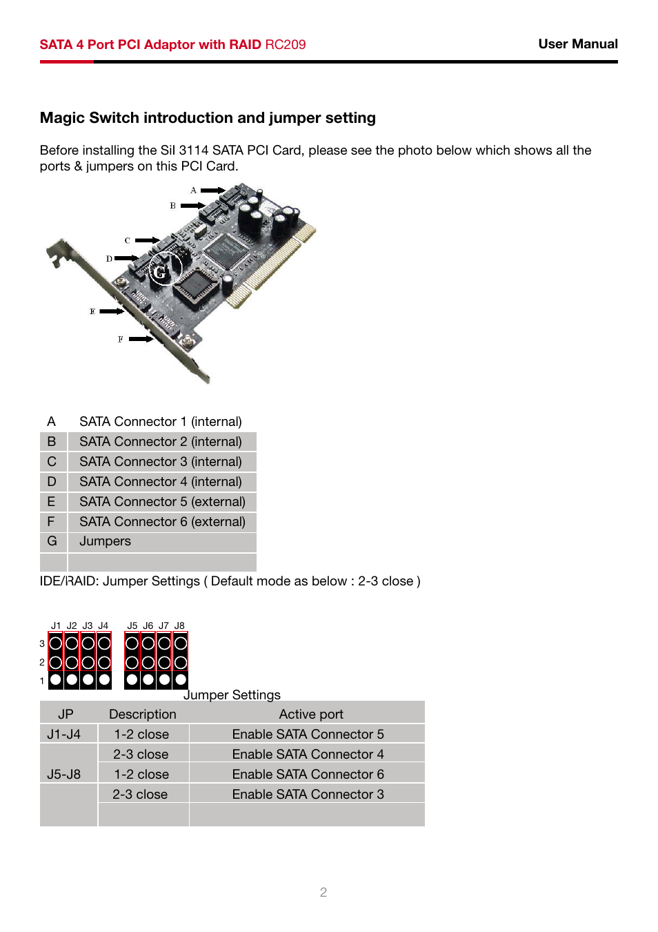 Magic switch introduction and jumper setting | Rosewill RC-209 User Manual | Page 4 / 23