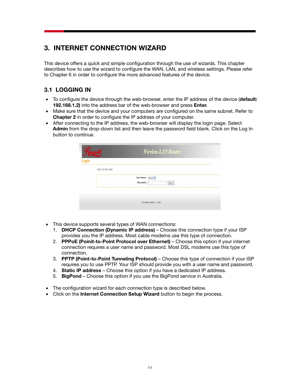 Internet connection wizard | Rosewill RNX-N4 User Manual | Page 11 / 93