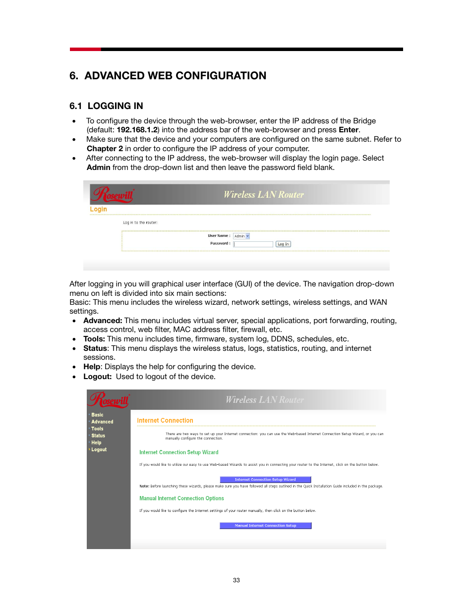 Advanced web configuration | Rosewill RNX-N4 User Manual | Page 33 / 93