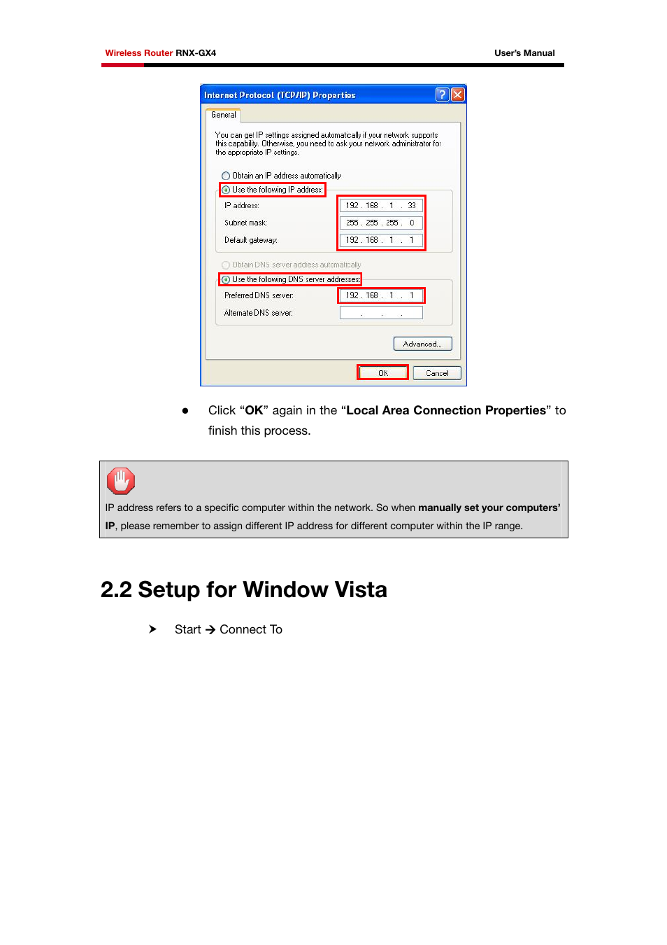 2 setup for window vista | Rosewill RNX-GX4 User Manual | Page 13 / 52