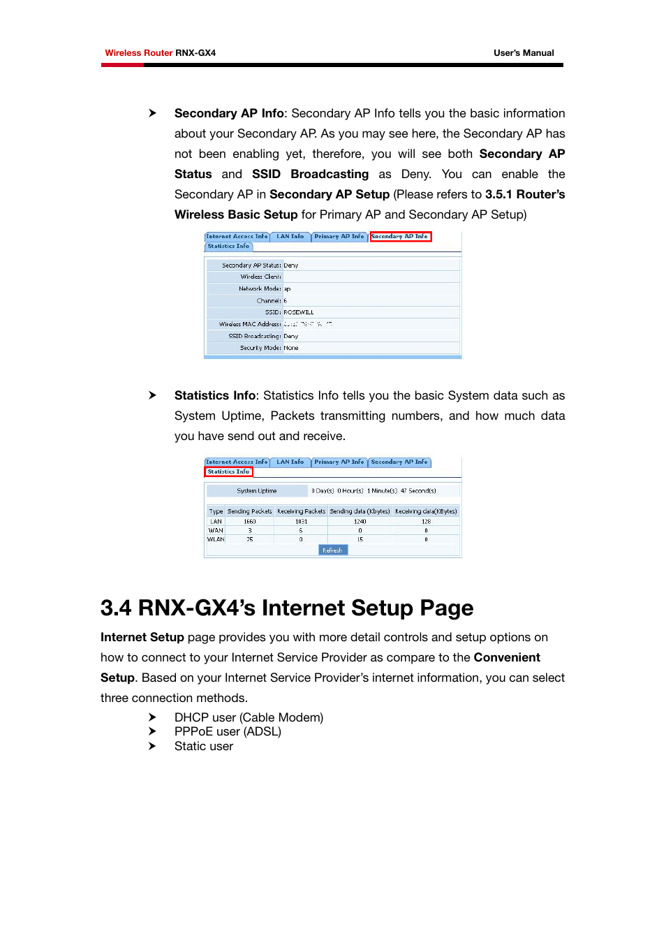 4 rnx-gx4’s internet setup page | Rosewill RNX-GX4 User Manual | Page 25 / 52