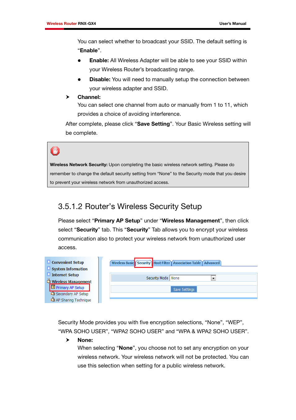 2 router’s wireless security setup | Rosewill RNX-GX4 User Manual | Page 30 / 52