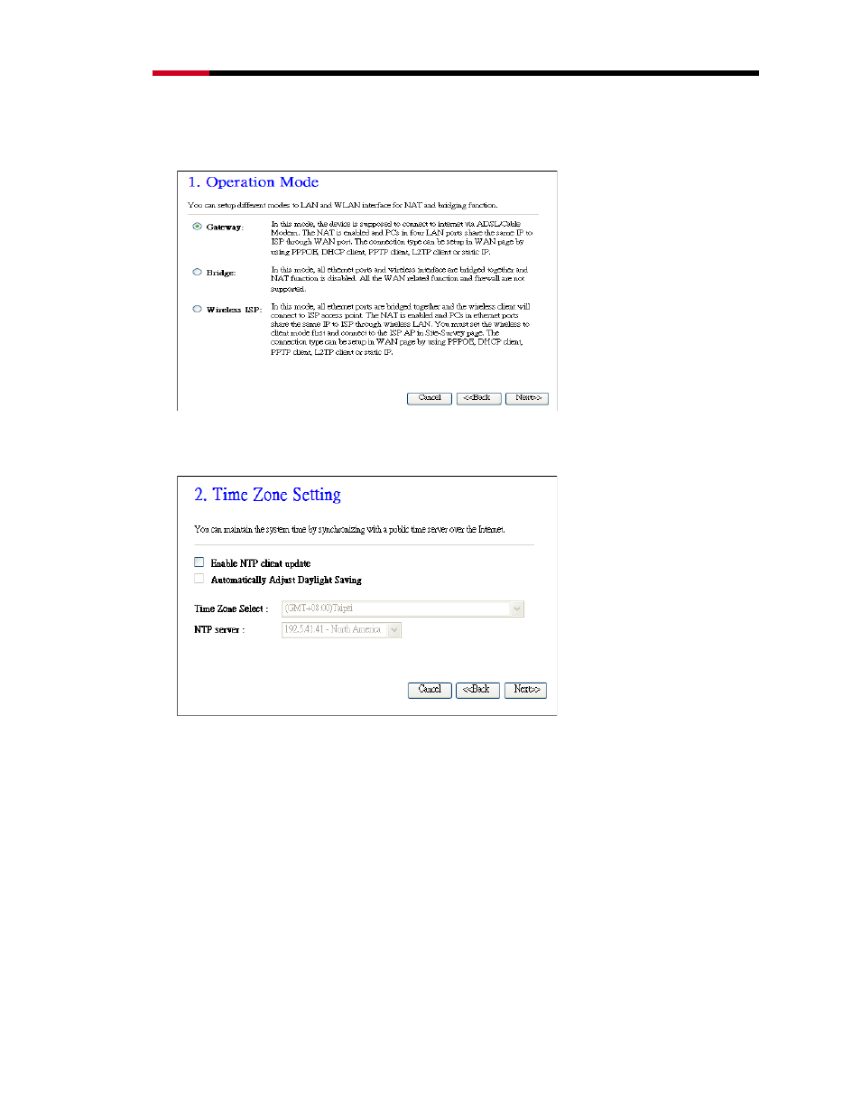 12 operation mode, 13 time zone setting, 14 lan interface setup | Rosewill RNX-N400LX User Manual | Page 25 / 72