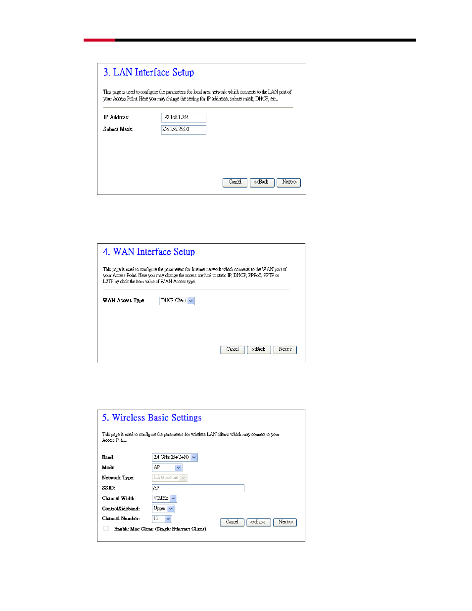 15 wan interface setup, 16 wireless basic setting, 17 wireless security setup | Rosewill RNX-N400LX User Manual | Page 26 / 72