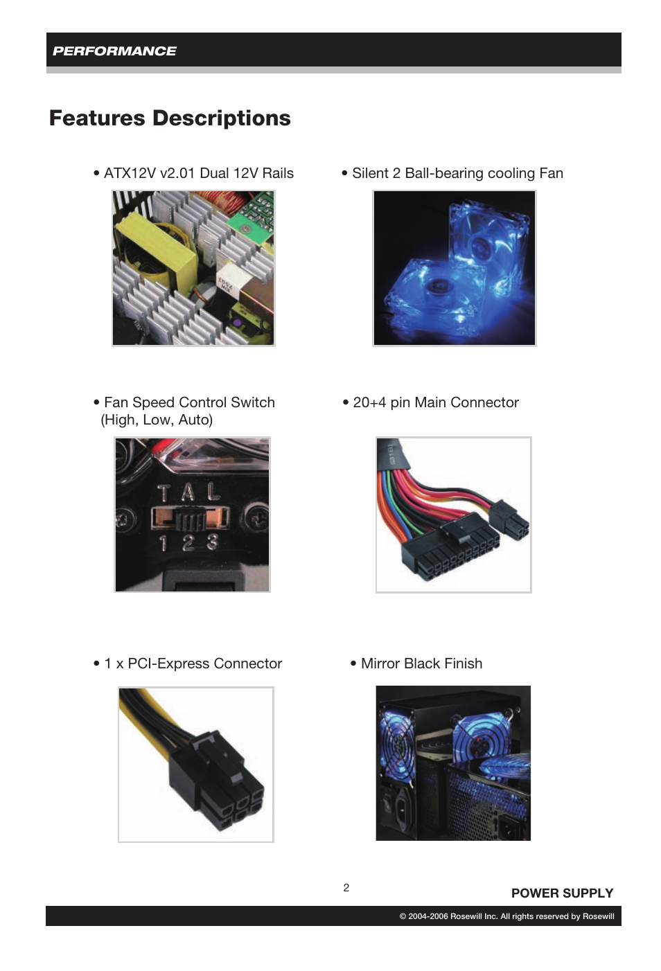 Features descriptions | Rosewill RP500-2 User Manual | Page 3 / 14