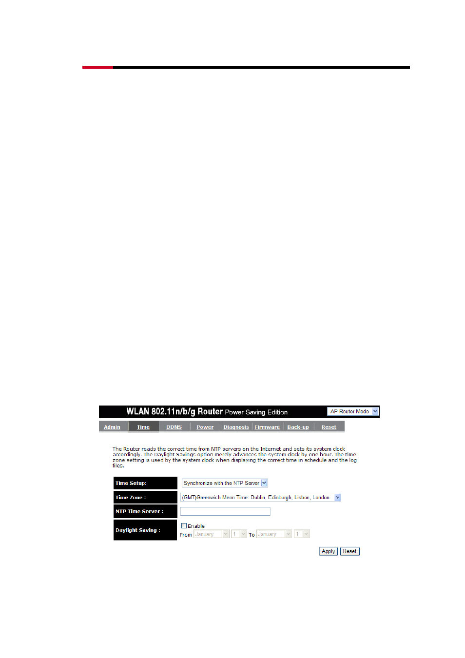 Time setup | Rosewill ROUTERRNX EASYN400 User Manual | Page 76 / 112