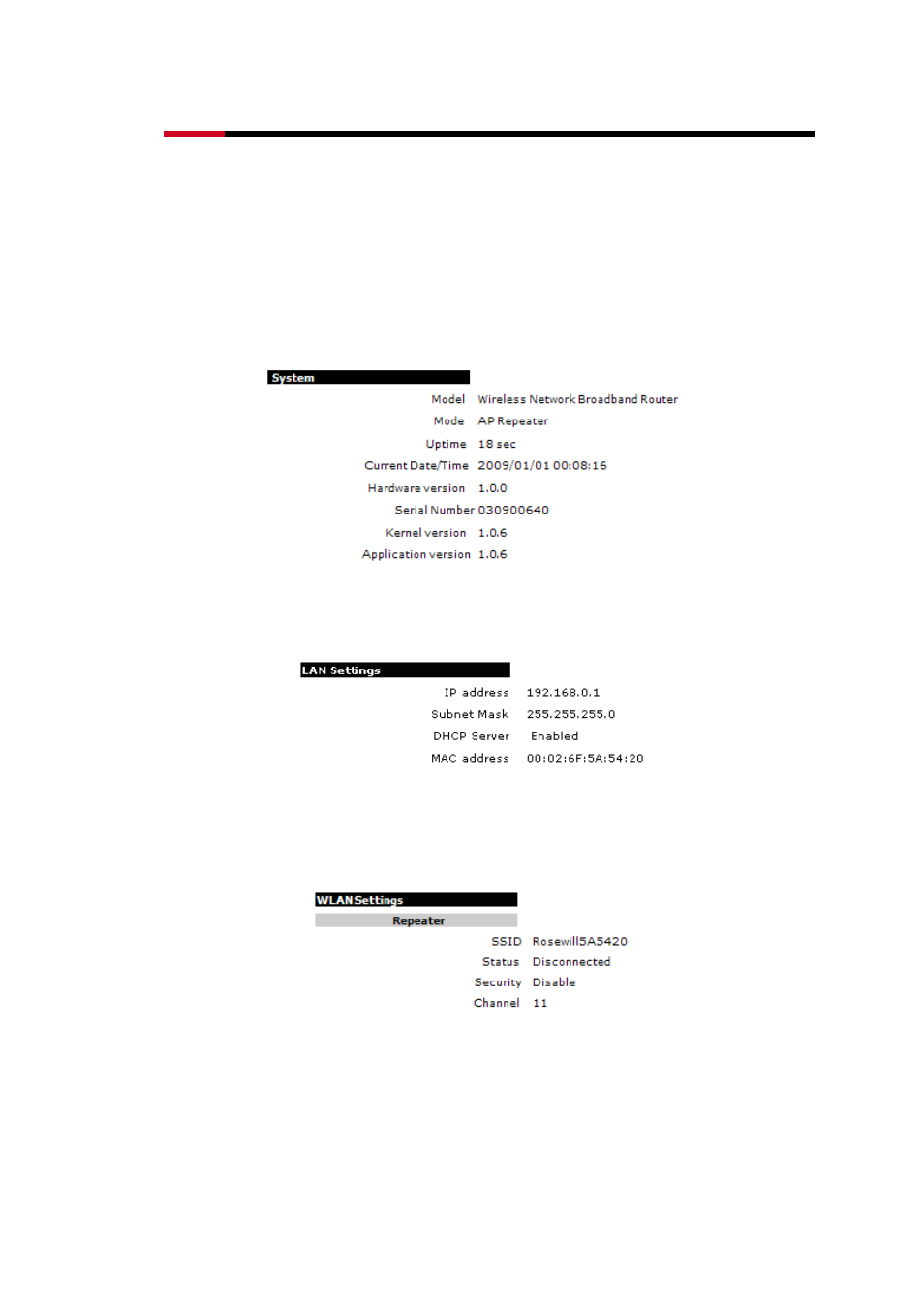 1 rnx-easyn400 in repeater mode’s system page | Rosewill ROUTERRNX EASYN400 User Manual | Page 88 / 112